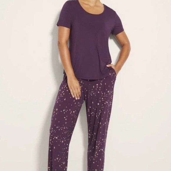 Soma Other - Soma Blackberry Ready to Glow Stars Pajama Top & Bottom Set Medium Tall  NWT $84